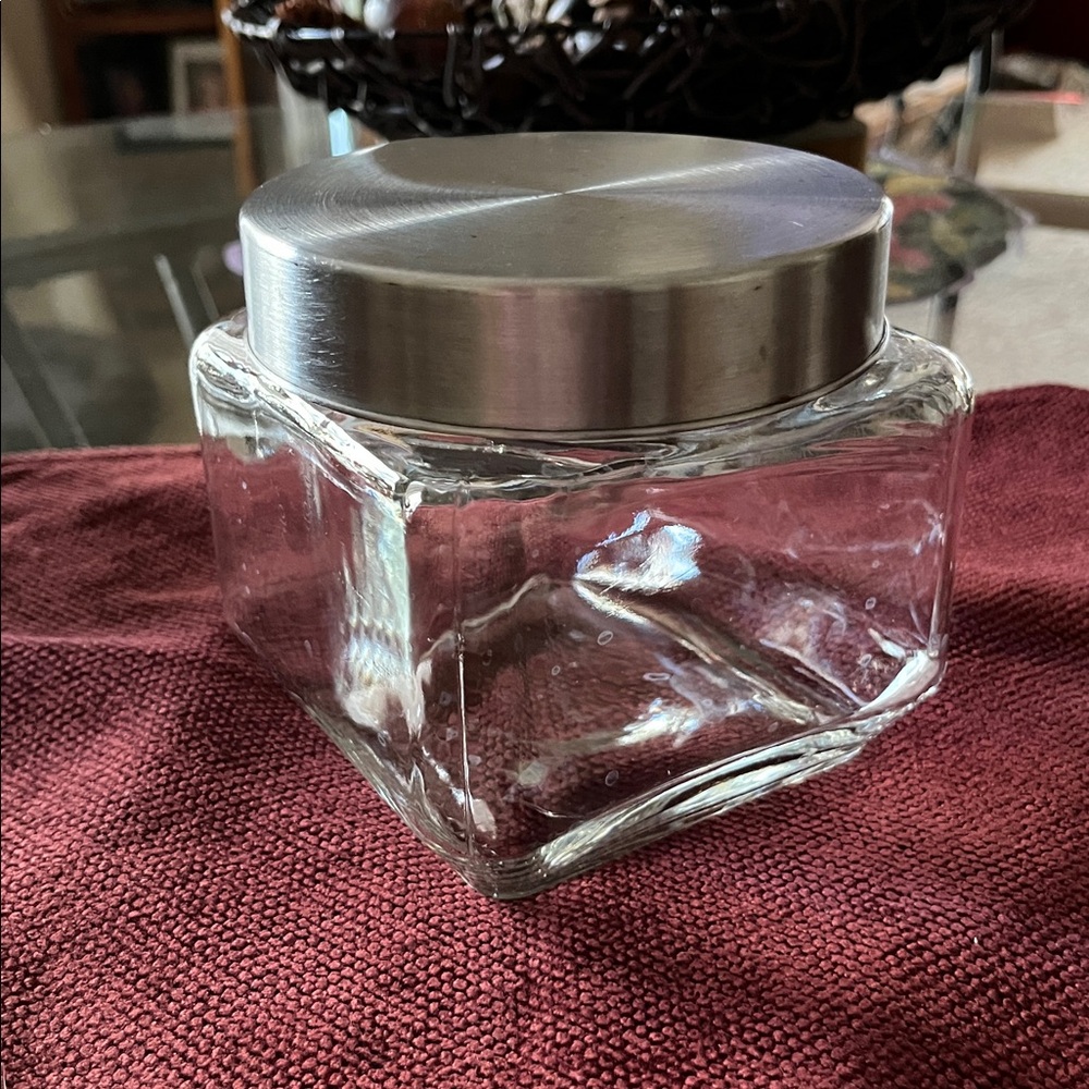 Glass Storage Jar with Silver Lid